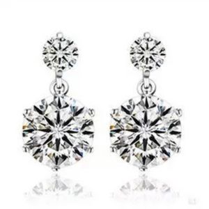 Sterling Silver Dangle Cubic Zirconia Earrings